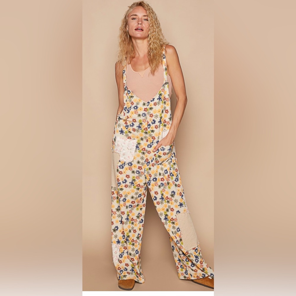 🌸🤎🌼POL NEW Floral Patchwork Jumpsuit🌼🌸Hostess PICK 🌼🌸